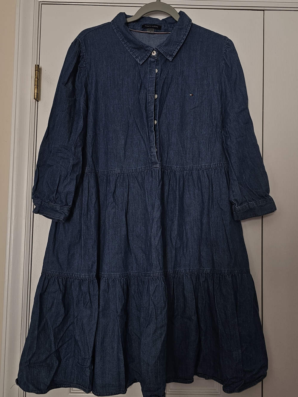 Tommy Hilfiger Indigo Denim Tiered Long Sleeve Dress